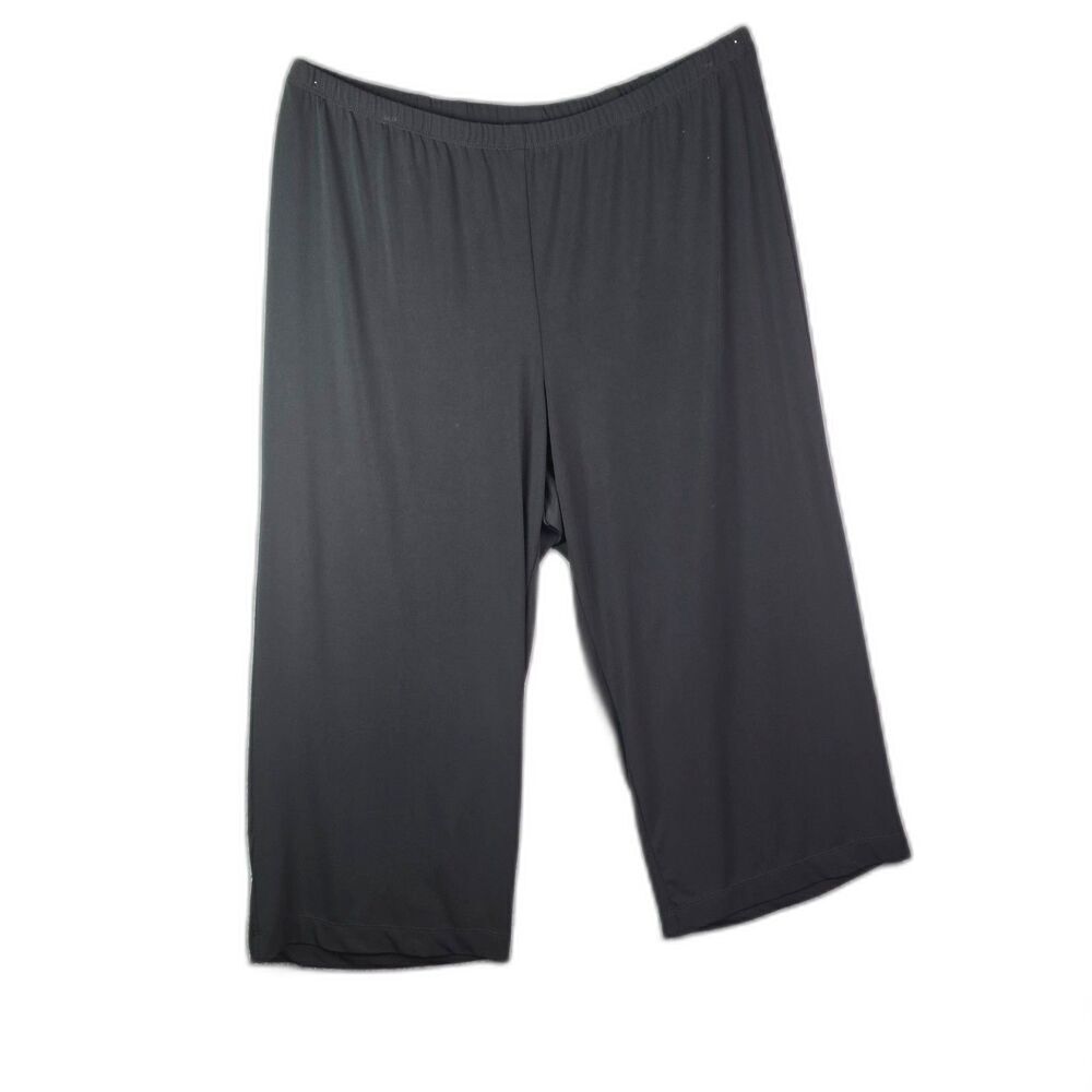 Karen Kane Wide Leg Capri Pants Black 3X Pull On Stretch Travel Knit - Picture 5 of 10